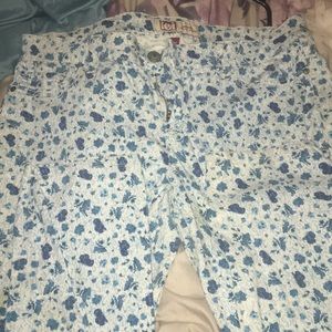 Blue floral skinny jeans